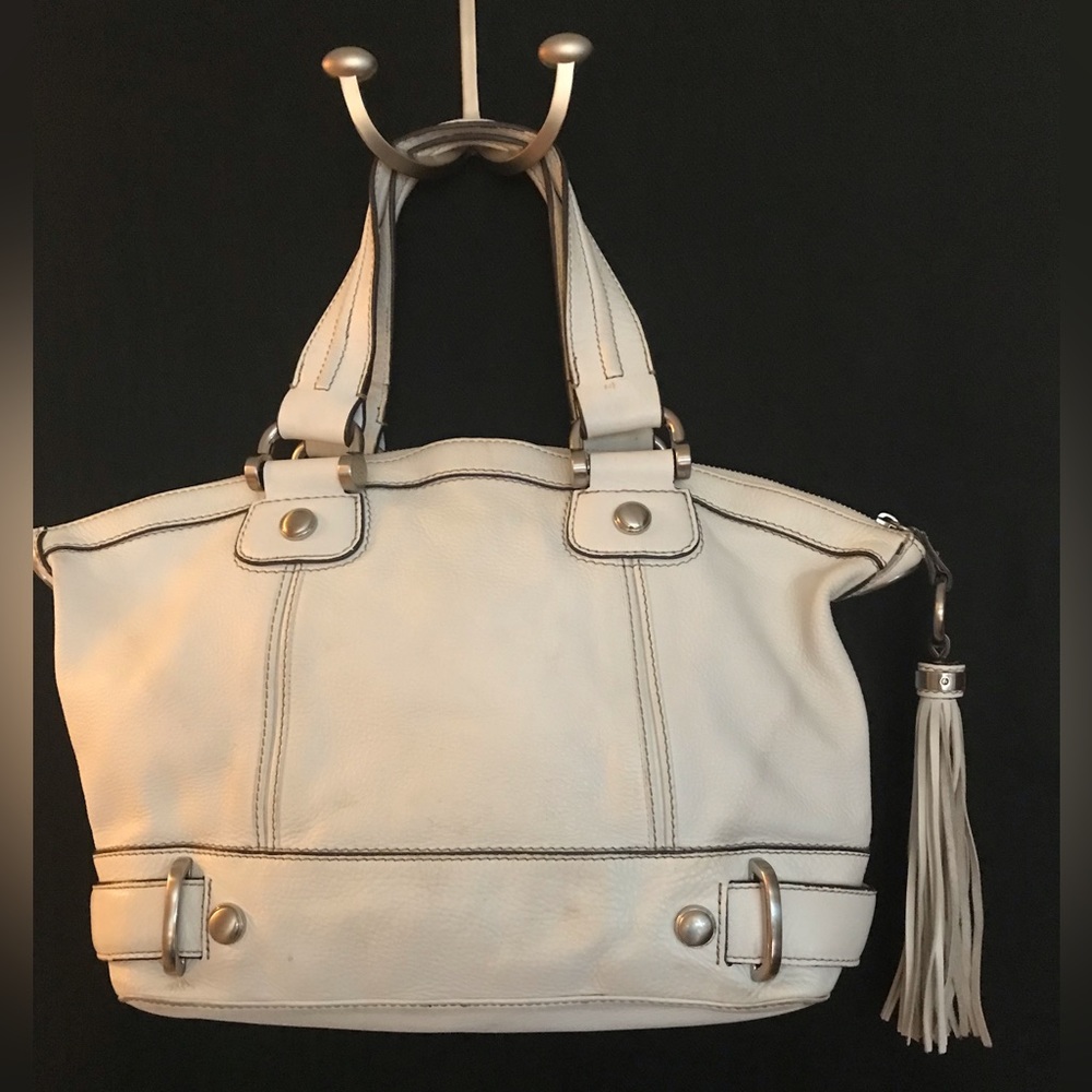 SALE❣️ Original B Makowsky White Leather Convertible Satchel - Picture 3 of 5